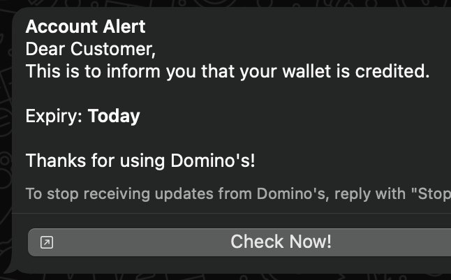 WhatsApp marketing message