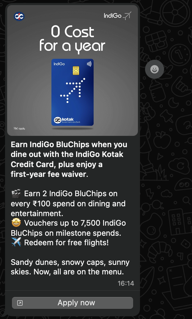 WhatsApp marketing message