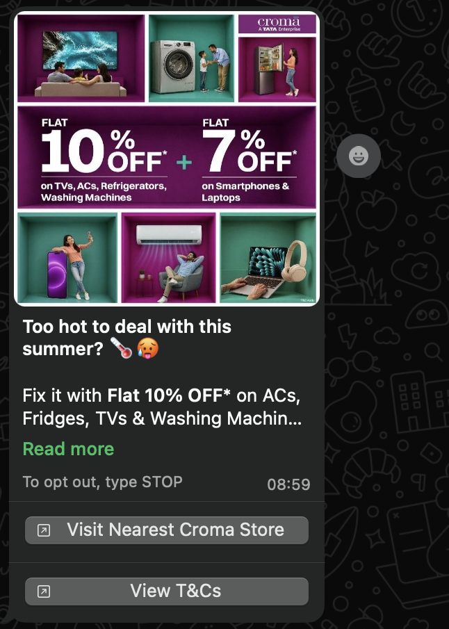 WhatsApp marketing message